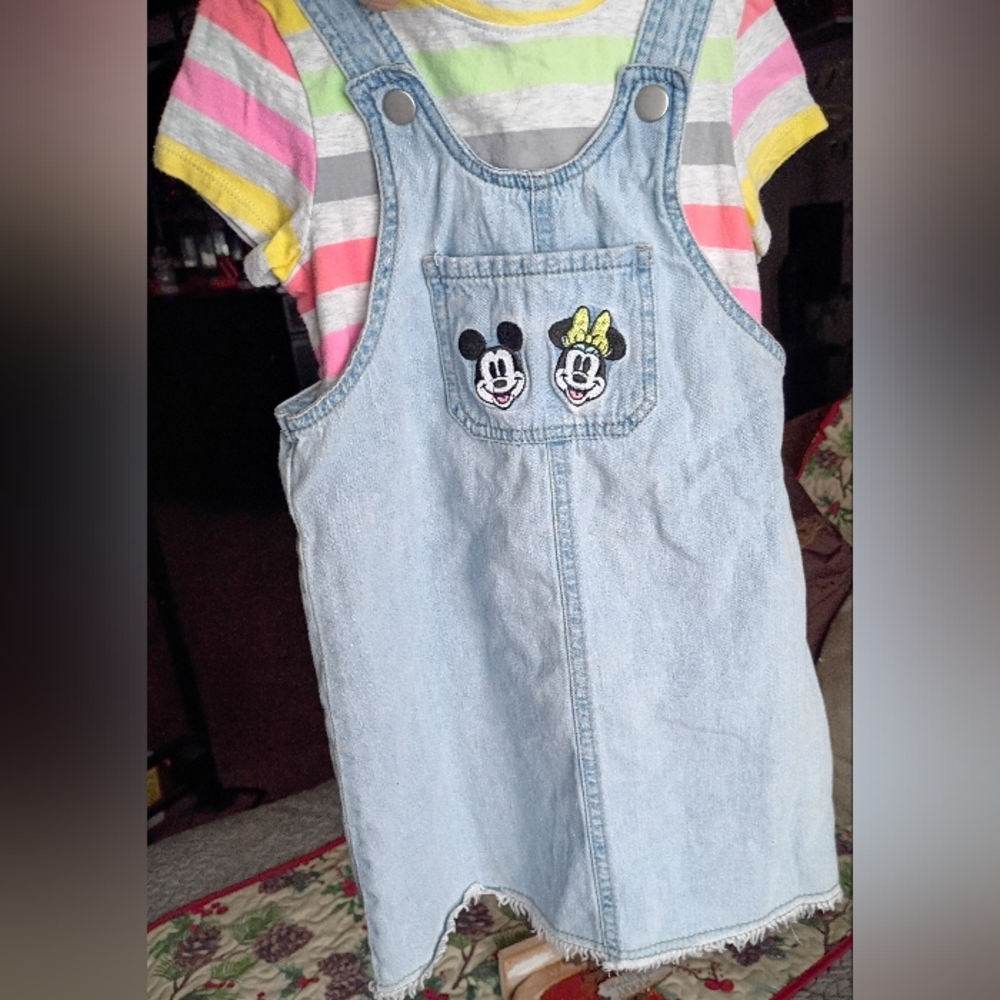 Disney Light Blue Denim Dress Freyed Hem